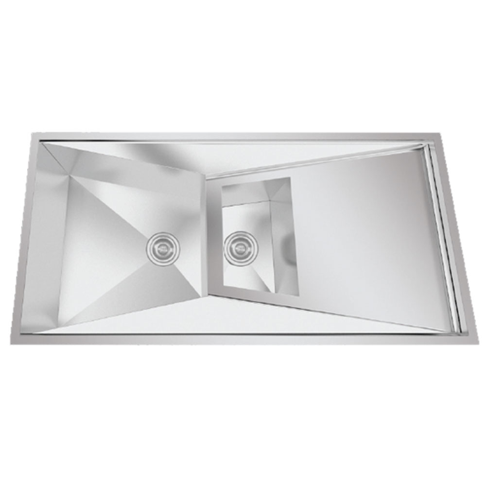 Crauf Speciale 5603 Inox Tezgah Altı-Üstü-Sıfır 500x1000mm Asimetrik Çift Gözlü El Yapımı Eviye